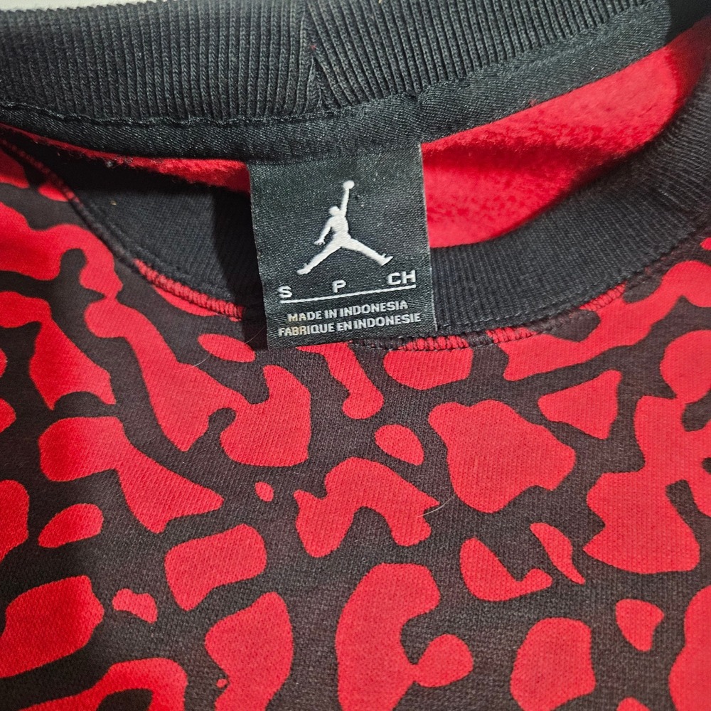 Jordan Flight Mens Red Black Elephant Print Crewneck Sweatshirt 585543-695 S - Picture 5 of 9
